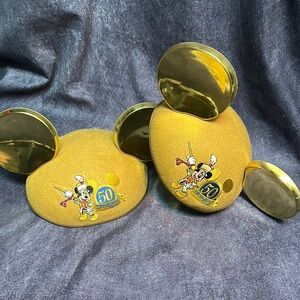 Disneyland 50 Anniversary Gold Mickey Mouse Ears Hat Pair